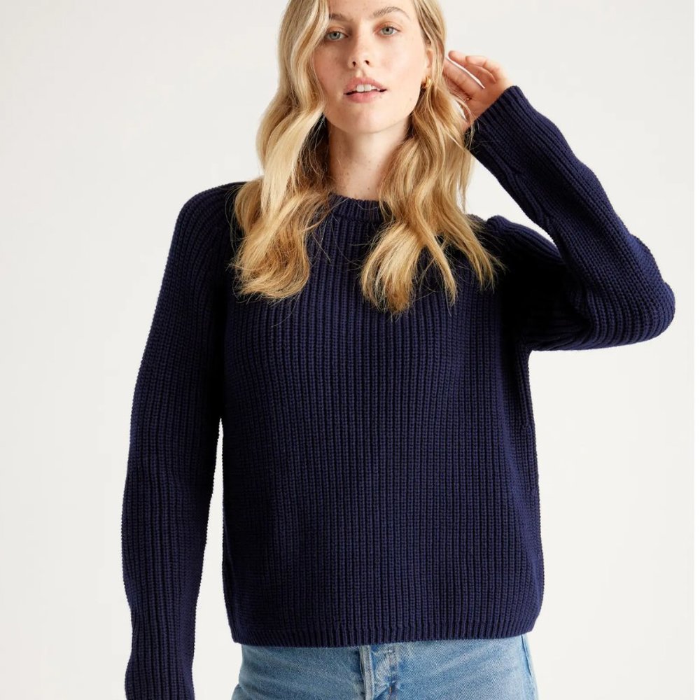 Quince fisherman crew sweater, Navy